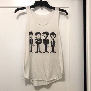 White Beatles cartoon tank top
